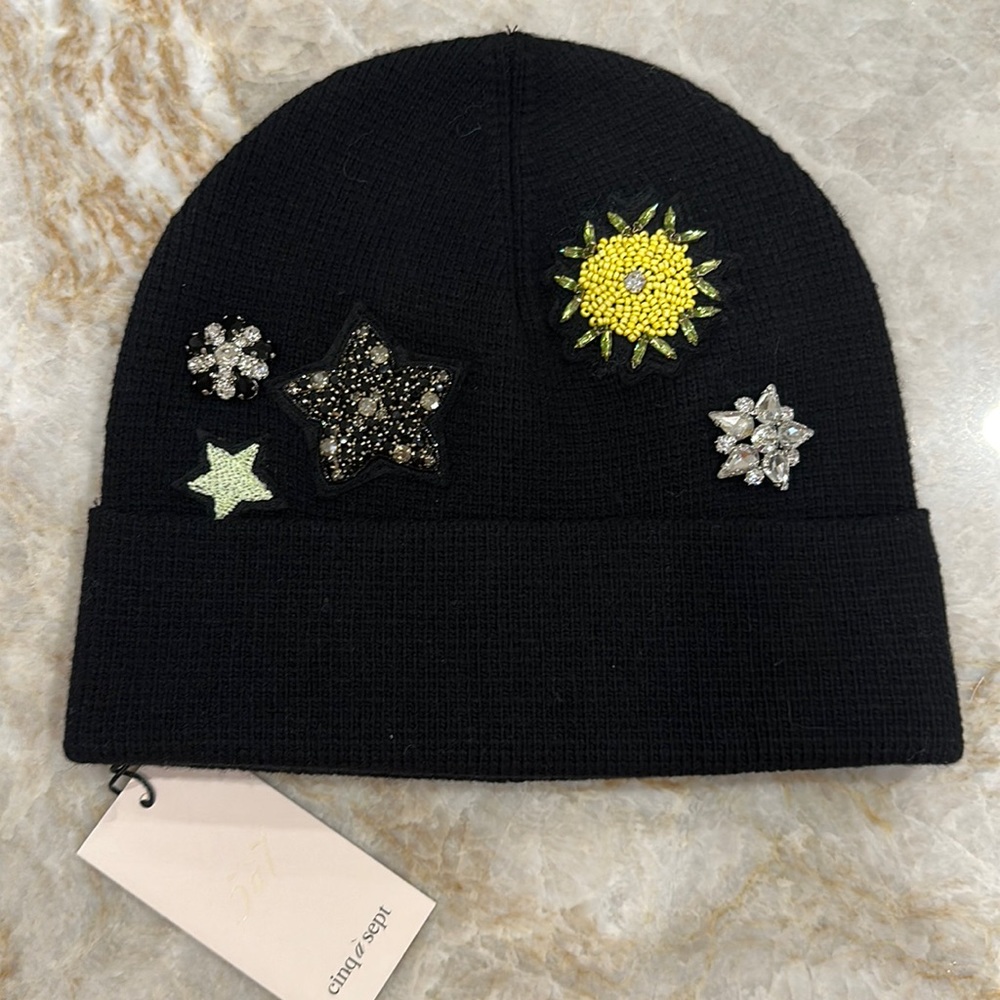New Cinq a Sept Beanie with beautiful embellishments
